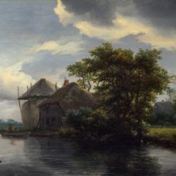 A Cottage and a Hayrick by a River